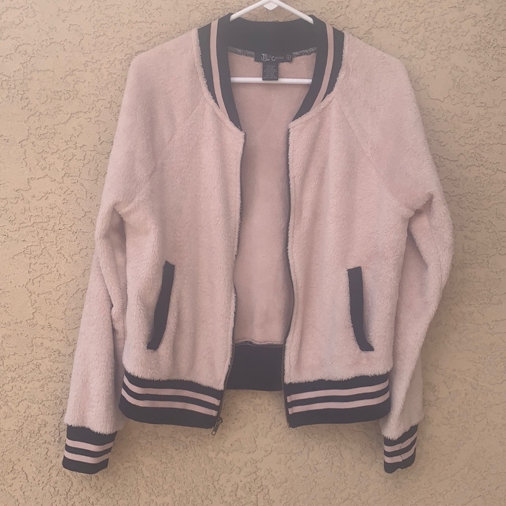 Cozy pink jacket.